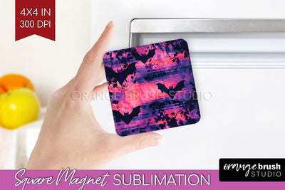 Neon Halloween Magnet Sublimation - Spooky Magnet Design Sublimation OrangeBrushStudio 