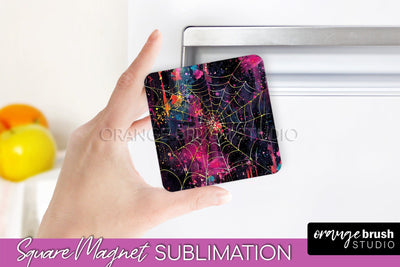 Neon Halloween Magnet Sublimation - Spooky Magnet Design Sublimation OrangeBrushStudio 