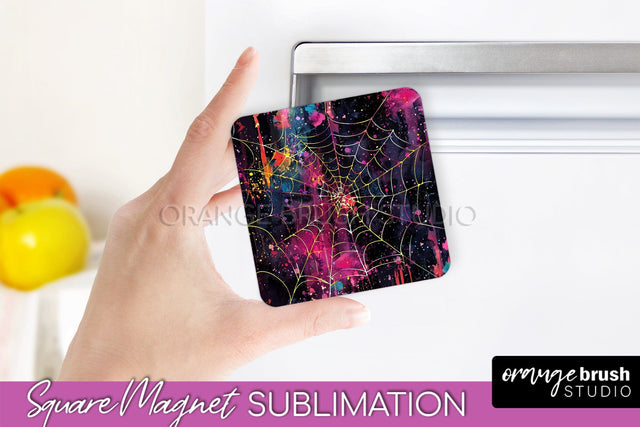 Neon Halloween Magnet Sublimation - Spooky Magnet Design Sublimation OrangeBrushStudio 
