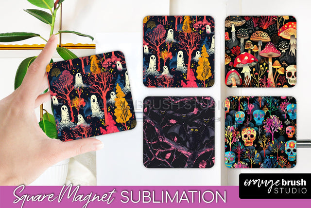Neon Halloween Magnet Sublimation - Spooky Magnet Design Sublimation OrangeBrushStudio 