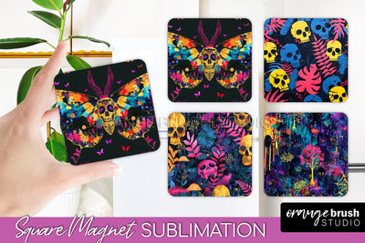 Neon Halloween Magnet Sublimation - Spooky Magnet Design Sublimation OrangeBrushStudio 