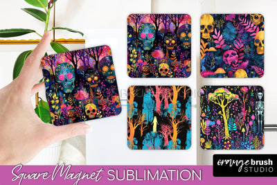 Neon Halloween Magnet Sublimation - Spooky Magnet Design Sublimation OrangeBrushStudio 