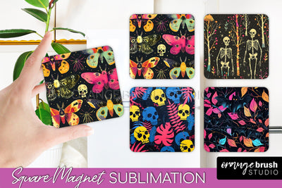 Neon Halloween Magnet Sublimation - Spooky Magnet Design Sublimation OrangeBrushStudio 