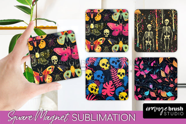 Neon Halloween Magnet Sublimation - Spooky Magnet Design Sublimation OrangeBrushStudio 