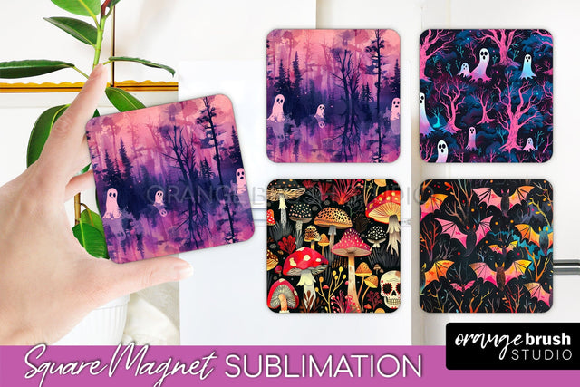 Neon Halloween Magnet Sublimation - Spooky Magnet Design Sublimation OrangeBrushStudio 