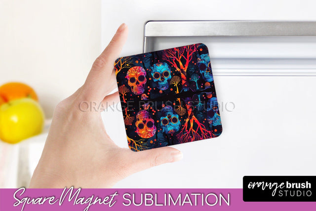 Neon Halloween Magnet Sublimation - Spooky Magnet Design Sublimation OrangeBrushStudio 