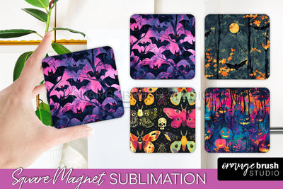 Neon Halloween Magnet Sublimation - Spooky Magnet Design Sublimation OrangeBrushStudio 
