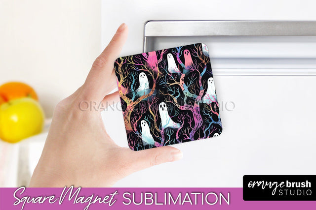 Neon Halloween Magnet Sublimation - Spooky Magnet Design Sublimation OrangeBrushStudio 