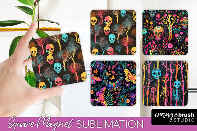 Neon Halloween Magnet Sublimation - Spooky Magnet Design Sublimation OrangeBrushStudio 