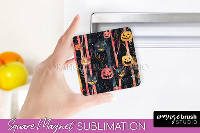 Neon Halloween Magnet Sublimation - Spooky Magnet Design Sublimation OrangeBrushStudio 