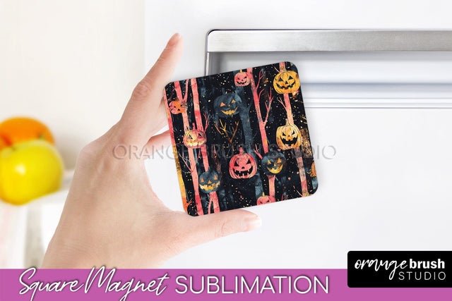 Neon Halloween Magnet Sublimation - Spooky Magnet Design Sublimation OrangeBrushStudio 
