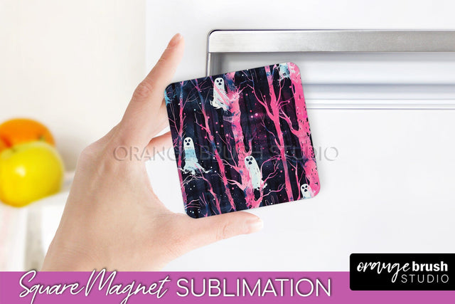 Neon Halloween Magnet Sublimation - Spooky Magnet Design Sublimation OrangeBrushStudio 