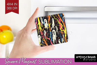 Neon Halloween Magnet Sublimation - Spooky Magnet Design Sublimation OrangeBrushStudio 
