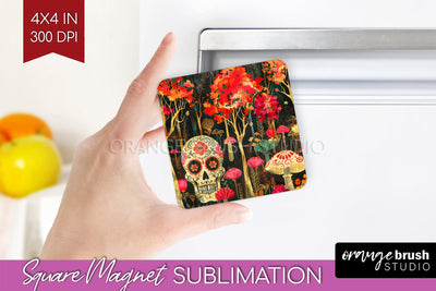 Neon Halloween Magnet Sublimation - Spooky Magnet Design Sublimation OrangeBrushStudio 