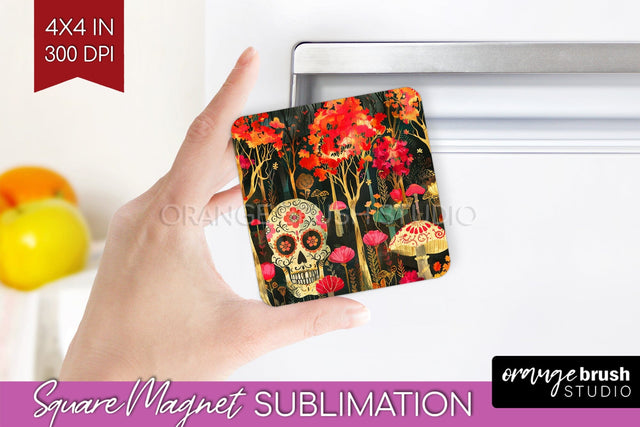 Neon Halloween Magnet Sublimation - Spooky Magnet Design Sublimation OrangeBrushStudio 