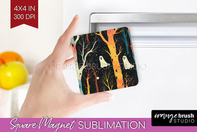Neon Halloween Magnet Sublimation - Spooky Magnet Design Sublimation OrangeBrushStudio 