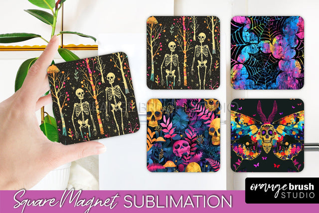 Neon Halloween Magnet Sublimation - Spooky Magnet Design Sublimation OrangeBrushStudio 