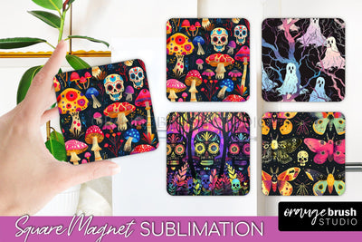Neon Halloween Magnet Sublimation - Spooky Magnet Design Sublimation OrangeBrushStudio 