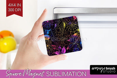 Neon Halloween Magnet Sublimation - Spooky Magnet Design Sublimation OrangeBrushStudio 