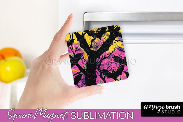Neon Halloween Magnet Sublimation - Spooky Magnet Design Sublimation OrangeBrushStudio 