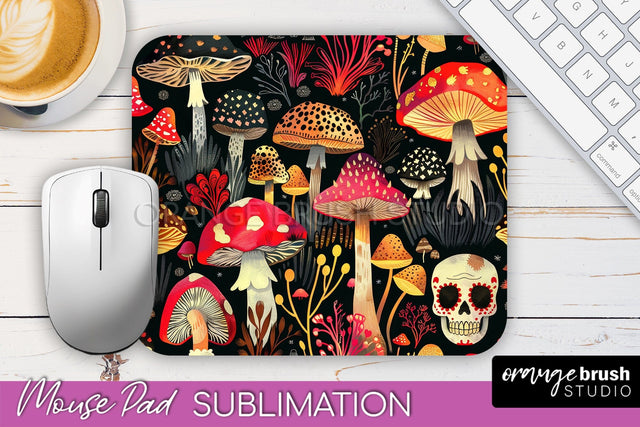 Neon Halloween Mouse Pad, Spooky Mousepad Sublimation Sublimation OrangeBrushStudio 