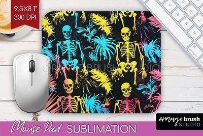 Neon Halloween Mouse Pad, Spooky Mousepad Sublimation Sublimation OrangeBrushStudio 