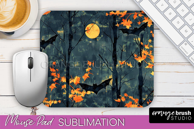 Neon Halloween Mouse Pad, Spooky Mousepad Sublimation Sublimation OrangeBrushStudio 