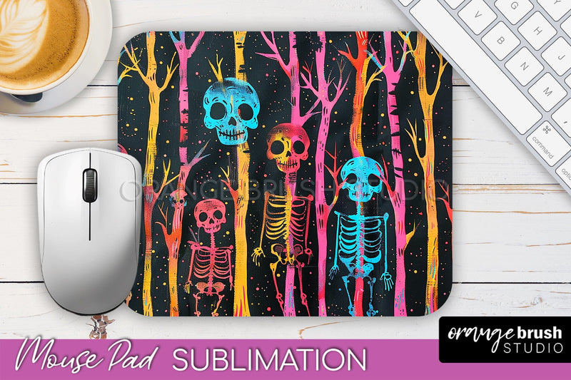 Neon Halloween Mouse Pad, Spooky Mousepad Sublimation Sublimation OrangeBrushStudio 