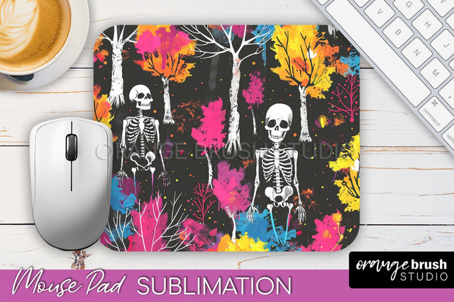 Neon Halloween Mouse Pad, Spooky Mousepad Sublimation Sublimation OrangeBrushStudio 