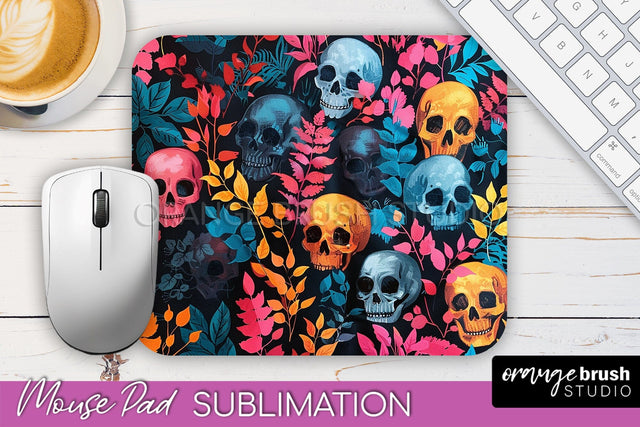 Neon Halloween Mouse Pad, Spooky Mousepad Sublimation Sublimation OrangeBrushStudio 