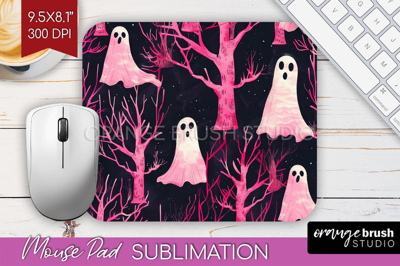 Neon Halloween Mouse Pad, Spooky Mousepad Sublimation Sublimation OrangeBrushStudio 