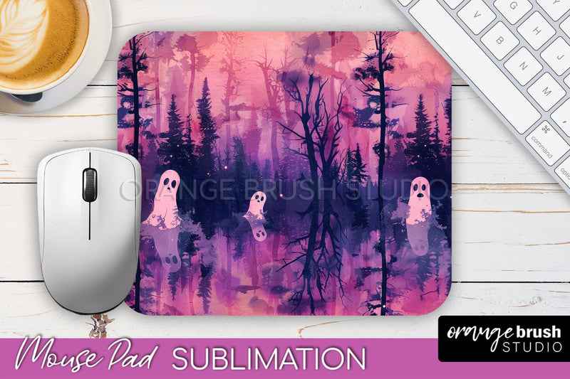 Neon Halloween Mouse Pad, Spooky Mousepad Sublimation Sublimation OrangeBrushStudio 