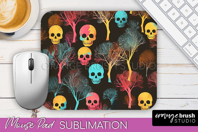 Neon Halloween Mouse Pad, Spooky Mousepad Sublimation Sublimation OrangeBrushStudio 