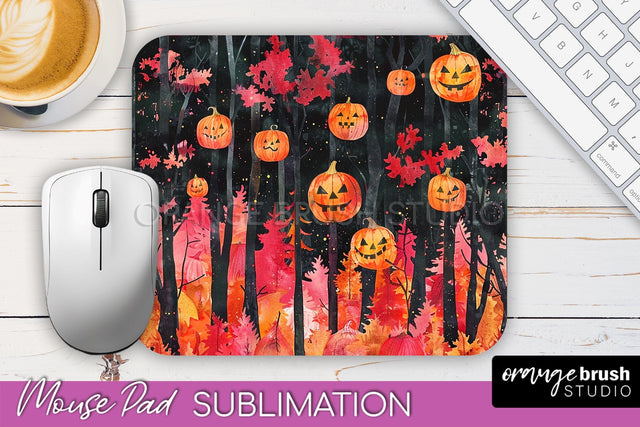 Neon Halloween Mouse Pad, Spooky Mousepad Sublimation Sublimation OrangeBrushStudio 