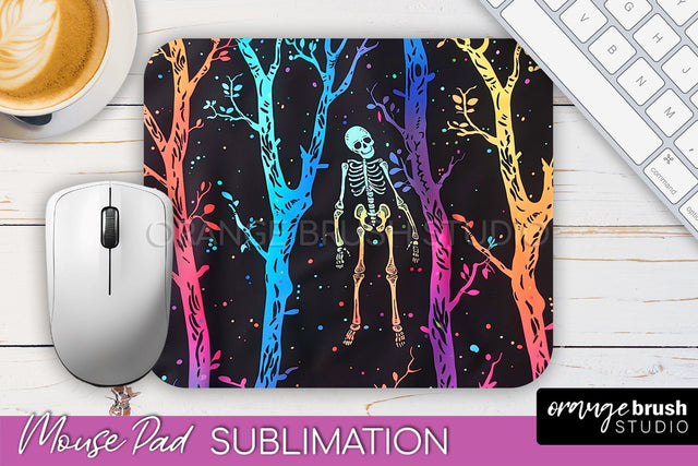 Neon Halloween Mouse Pad, Spooky Mousepad Sublimation Sublimation OrangeBrushStudio 