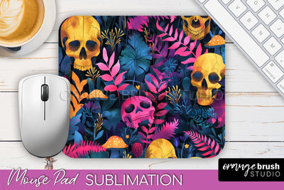 Neon Halloween Mouse Pad, Spooky Mousepad Sublimation Sublimation OrangeBrushStudio 