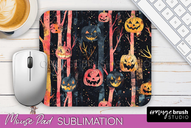 Neon Halloween Mouse Pad, Spooky Mousepad Sublimation Sublimation OrangeBrushStudio 