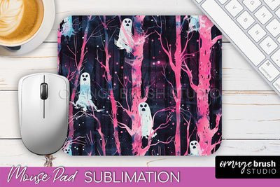 Neon Halloween Mouse Pad, Spooky Mousepad Sublimation Sublimation OrangeBrushStudio 