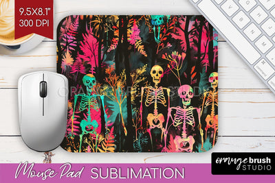 Neon Halloween Mouse Pad, Spooky Mousepad Sublimation Sublimation OrangeBrushStudio 
