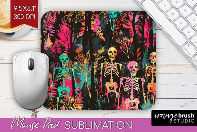 Neon Halloween Mouse Pad, Spooky Mousepad Sublimation Sublimation OrangeBrushStudio 