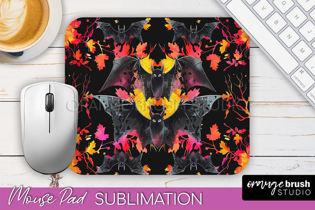 Neon Halloween Mouse Pad, Spooky Mousepad Sublimation Sublimation OrangeBrushStudio 
