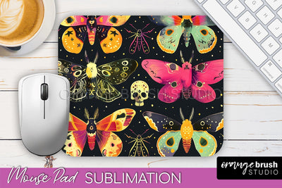 Neon Halloween Mouse Pad, Spooky Mousepad Sublimation Sublimation OrangeBrushStudio 