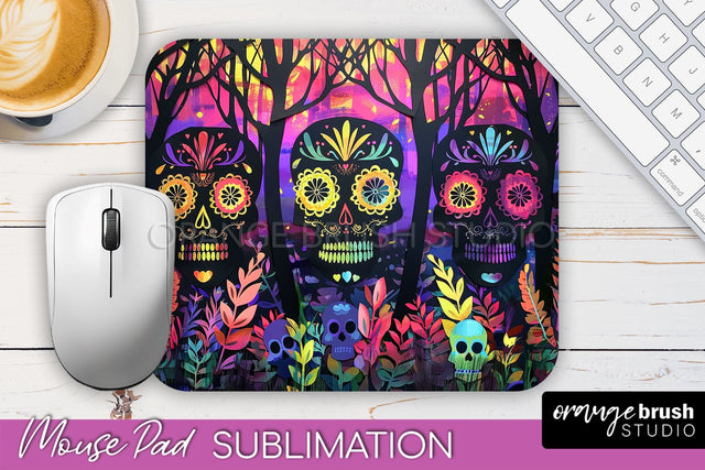 Neon Halloween Mouse Pad, Spooky Mousepad Sublimation Sublimation OrangeBrushStudio 