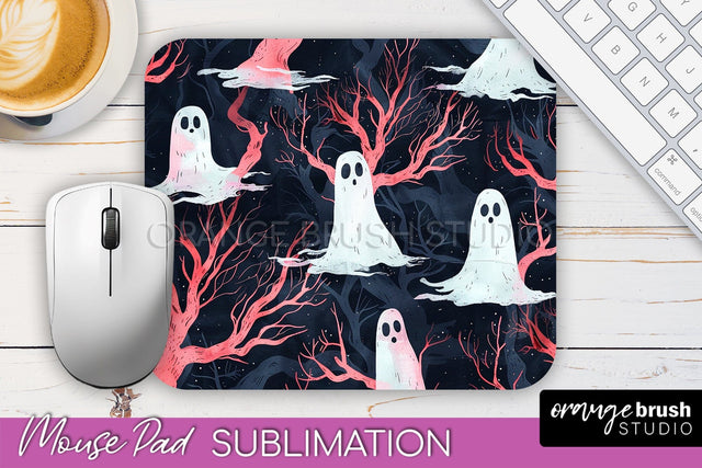 Neon Halloween Mouse Pad, Spooky Mousepad Sublimation Sublimation OrangeBrushStudio 