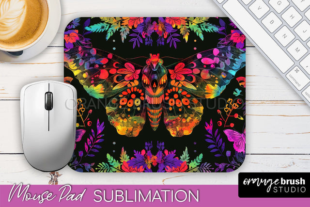 Neon Halloween Mouse Pad, Spooky Mousepad Sublimation Sublimation OrangeBrushStudio 