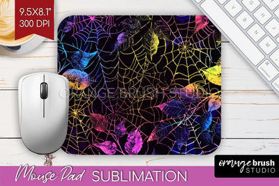 Neon Halloween Mouse Pad, Spooky Mousepad Sublimation Sublimation OrangeBrushStudio 