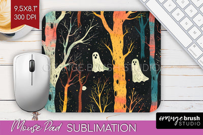 Neon Halloween Mouse Pad, Spooky Mousepad Sublimation Sublimation OrangeBrushStudio 