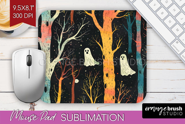 Neon Halloween Mouse Pad, Spooky Mousepad Sublimation Sublimation OrangeBrushStudio 
