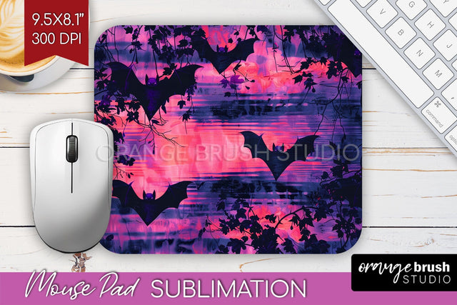 Neon Halloween Mouse Pad, Spooky Mousepad Sublimation Sublimation OrangeBrushStudio 