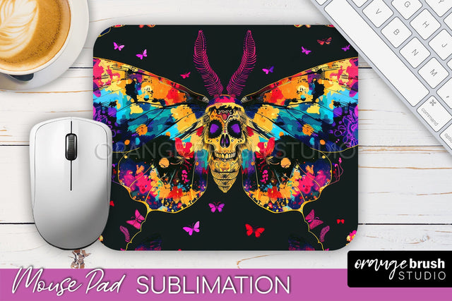 Neon Halloween Mouse Pad, Spooky Mousepad Sublimation Sublimation OrangeBrushStudio 